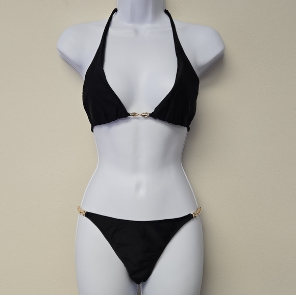 Cia.maritima Gold Seashell Black Bikini Set L - Picture 11 of 11